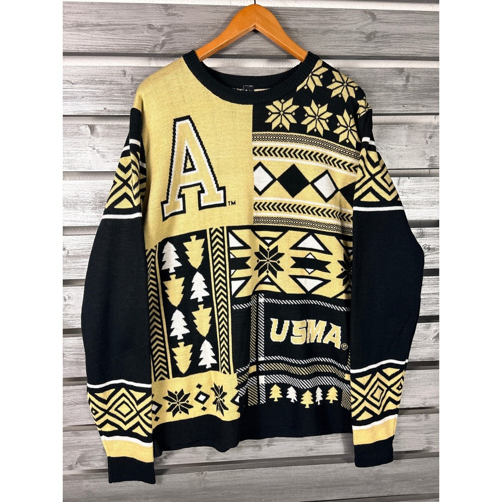 Army West Point USMA Black Knights Ugly Christmas Sweater Mens XL Black Gold